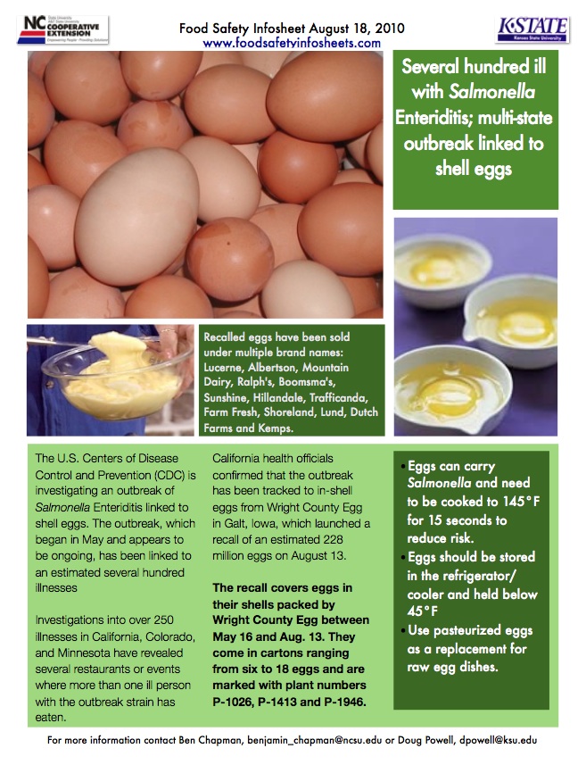 Several hundred ill with Salmonella Enteriditis; multistate outbreak